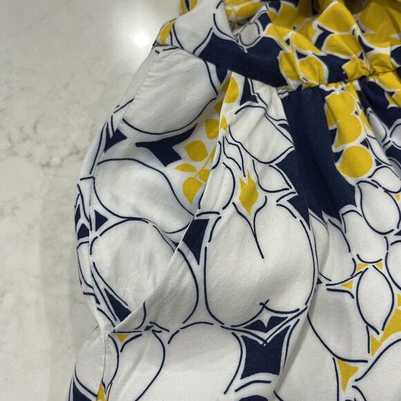 GAP Casual Knit A Line Dress Pockets Lined Elastic Waist Navy White Yellow Sz XS - Picture 5 of 11